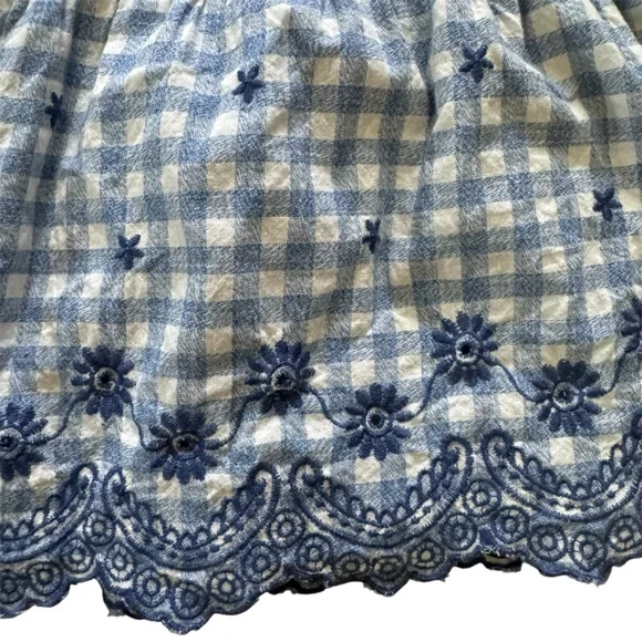 Blue Rain Gingham Embroidered Peplum Tank Top Medium - Picture 8 of 10